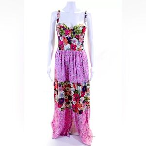Agua Bendita Alani Java Maxi Dress in Pink Bloom Size Large. NWT